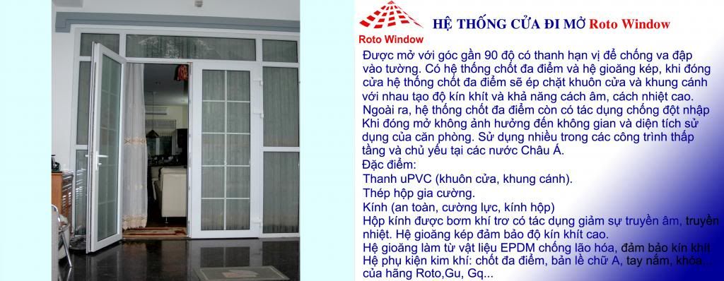 Cửa nhựa lỏi thép roto window - cửa đi mở