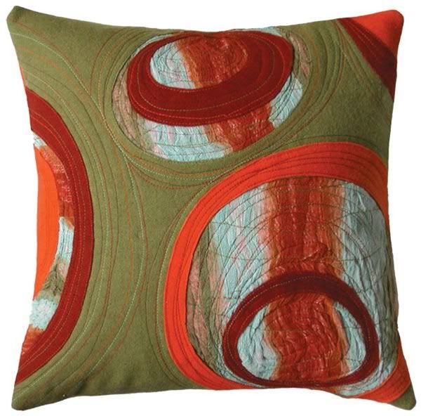 Wool felt and tye dye cotton throw pillow by Koko